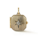 14K Gold Diamond Star Stripe Luminary I Locket - storrow