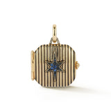 14K Gold Blue Sapphire Star Stripe Luminary II Locket - storrow