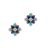 14k gold floral gemstone stud earrings storrow - gift for her
