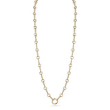 A modern heirloom book link chain designed to feel both effortless and intentional. This elongated, handcrafted chunky link necklace features softly rounded connectors that create movement and balance with an antique nod. Finished with a front-facing push bail detail, it’s made to hold charms, layer with your favorite chains, or shine entirely on its own. Timeless, versatile, and designed to evolve with your collection. The kind of piece you reach for every day and keep forever.