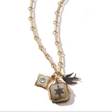 14K Gold Diamond Moonstone & White Enamel Vivienne Medallion