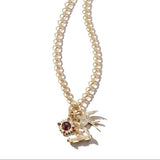 14K Gold Red Garnet & Diamond Mini Nora Charm