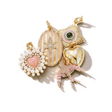 14K Gold Pink Opal & Pearl Cluster Juliana Heart Charm - storrow