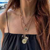 14K Gold Elongated Book Link 16" Diamond Pave Ellis Chain