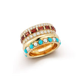 14K Gold Mixed Stone Pre-Stacked Strata Ring - storrow