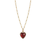 14K Alana Garnet & 18" Grover Charm Necklace