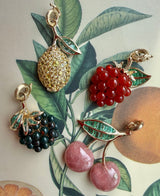14K Gold Emerald & Agate Raspberry Charm