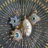 14K Gold Moonstone Diamond & Enamel Victoria Medallion