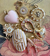 14K Gold Mother Of Pearl, Diamond & Pink Enamel Hallie Charm