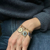 14K Gold Pink Tourmaline & Moonstone Mae Bee Medallion