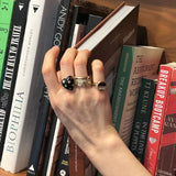 14K Gold Mixed Stone Inlay & Diamond Lane Signet Pinky Ring