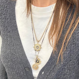 14K Gold Pearl & Diamond Mae Bee Medallion