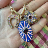 14K Gold Garnet Enamel Liat Star of David Medallion