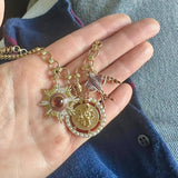 14K Gold Garnet Evelyn Bird Charm