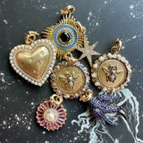 14K Gold Pearl & Diamond Mae Bee Medallion