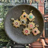 14K Gold Diamond & Chili Oil Red Enamel Vale Medallion