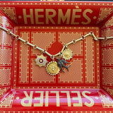 14K Gold Diamond & Chili Oil Red Enamel Vale Medallion