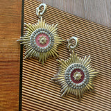 14K Gold Diamond & Chili Oil Red Enamel Vale Medallion