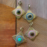 14K Gold Diamond Chrysoprase & Grey Enamel Vivienne Medallion