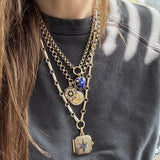 14K Gold Blue Sapphire Star Stripe Luminary II Locket - storrow