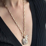 14K Gold Diamond Star Stripe Luminary I Locket - storrow
