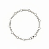 14K White Gold Elongated Book Link 7" Ernie Chain Bracelet - storrow