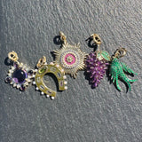 14K Gold Amethyst & Diamond Mini Nora Charm