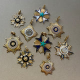 14K Gold Diamond & Black Enamel Vale Medallion