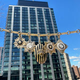 14K Gold Diamond & Black Enamel Vale Medallion