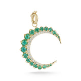 14K Gold Diamond & Emerald Crescent Moon Estelle Charm - storrow