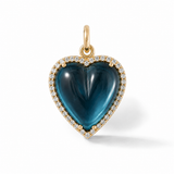 14K Gold Diamond & London Blue Topaz Alana Large Heart Charm