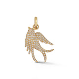 14K Gold & White Diamond Birdie Swallow Charm VICTORIAN INSPIRED BIRD