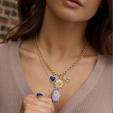 14K Gold Gemstone & Blue Enamel Lillian Locket - storrow
