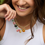 14K Gold Emerald & Rhodochrosite Sweet Strawberry Charm