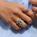 14K Gold Rhodochrosite Anna Heart Ring star of david cocktail statement ring