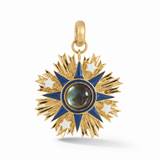 14K Gold London Blue Topaz & Enamel Emblem Rosa Charm