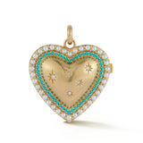 14K Gold Turquoise Diamond & Pearl Laney Locket vicotiran inspired