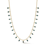 14K Gold Diamond & Blue Topaz 16" 2MM Beaded Ball Emma Necklace - storrow