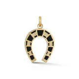 14K Gold Onyx & Diamond Hallie Charm good luck horseshoe