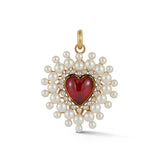 14k gold garnet pearl gemstone heart charm necklace pendant gifts for her mothers day gifts charm necklace charm bracelet romantic gift unique gift