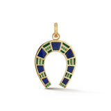 14K Gold Lapis & Emerald Hallie Horseshoe Charm