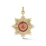 14K Gold Garnet Diamond & Enamel Victoria Medallion gift for her charm necklace build your own medal
