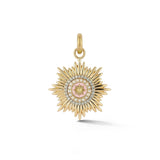 14K Gold Diamond Pearl & Primrose Pink Enamel Mini Vale Medallion