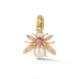 14k pink tourmaline pink opal pearl bee charm necklace victorian