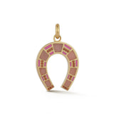 14k horseshoe charm pink opal garnet enamel good luck jewelry necklace