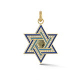14K Gold London Blue Topaz & Diamond Star Of David Charm Magen David unique israel