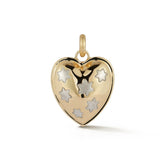 14k gold heart charm star of david yellow and white gold gift for her