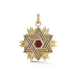 14K Gold Garnet Enamel Liat Star of David Medallion UNIQUE israel garnet jewelry Magen David