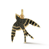 14K Gold Black Diamond Evelyn Bird Charm