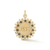 14K Gold White & Black Diamond & Pearl Small Customizable Mizpah Medallion victorian gift